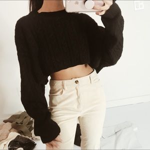 Oversized Black Cropped Knit